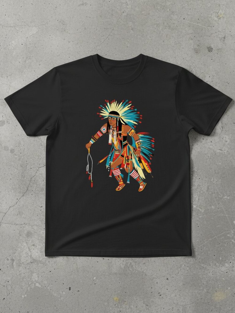 Powwow Dancer Graphic Tee Cultural Art Inspired Colorful Statement Shirt